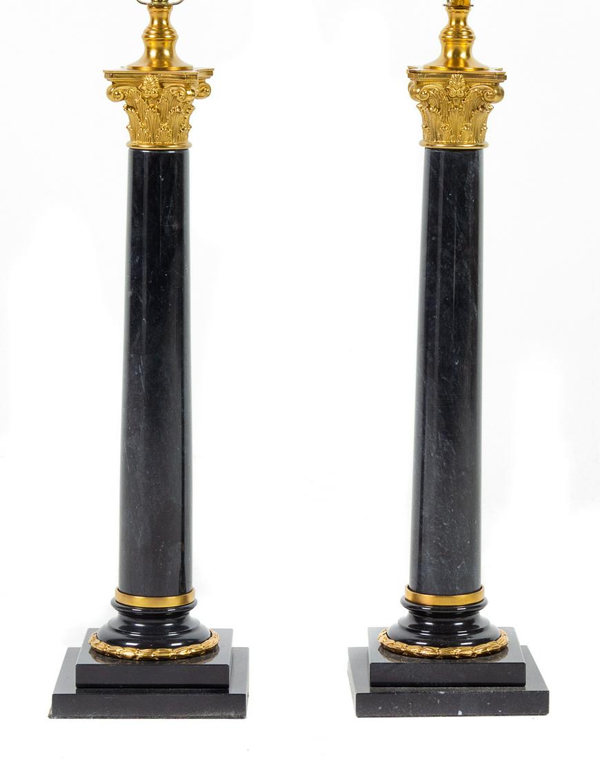A Pair of Gilt Bronze Mounted Columnar Lamps (1 of 1)