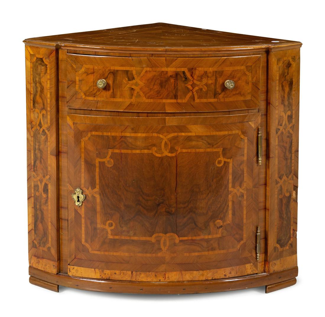 A German or Austrian Burl Walnut Corner Cabinet (1 of 1)