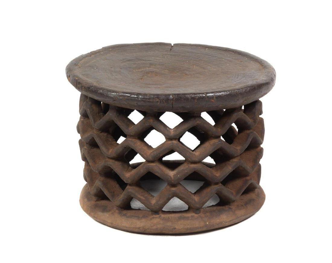 A Bamileke Carved Wood Stool Height 12 x diameter 17 (1 of 1)