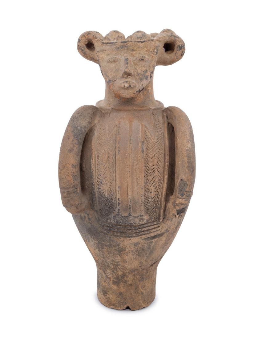 A Calabar Figural Earthenware Vessel Height 18 inches. (1 of 1)