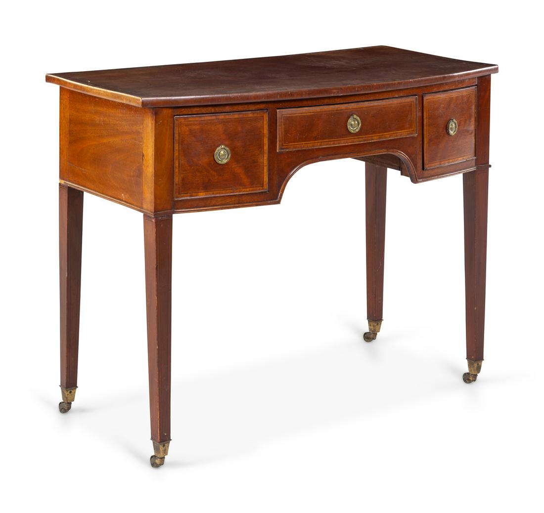 A George III Style Mahogany Sideboard: A George III Style Mahogany Sideboard 19th Century Height 29 1/2 x width 38 x depth 18 inches.