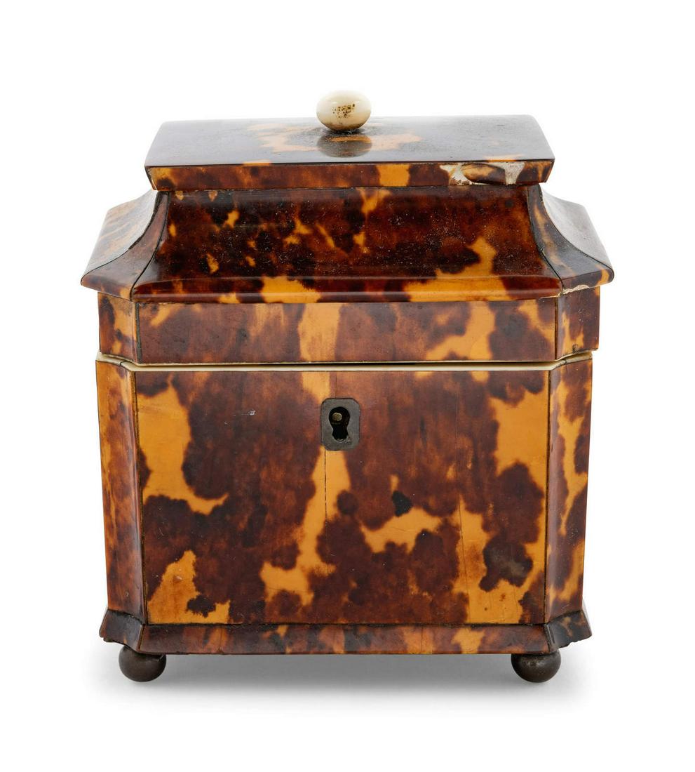 A Regency Tortoiseshell Tea Caddy  (1 of 2)