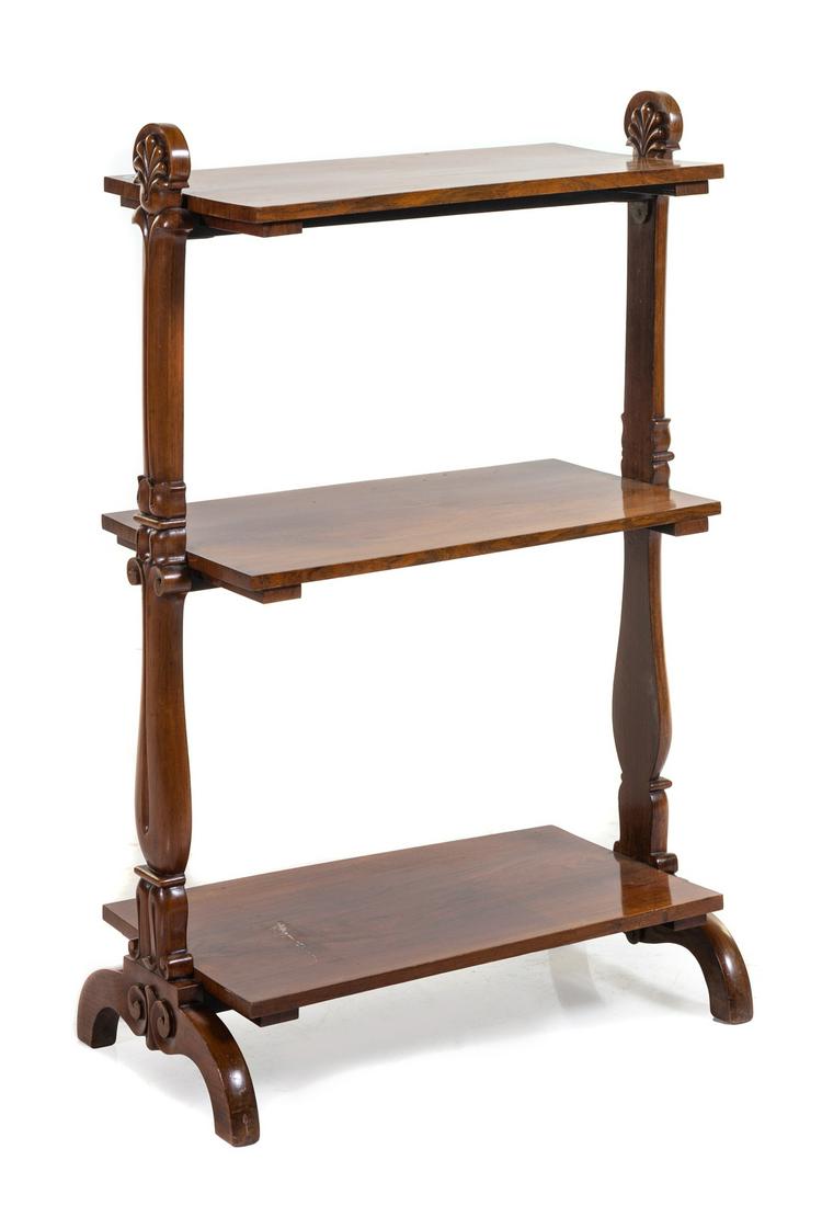 A William IV RosewoodEtagere: A William IV RosewoodEtagere Second Quarter 19th Century Height 39 x width 24 3/4 x depth 12 3/4 inches. Property from an Important Private Collection