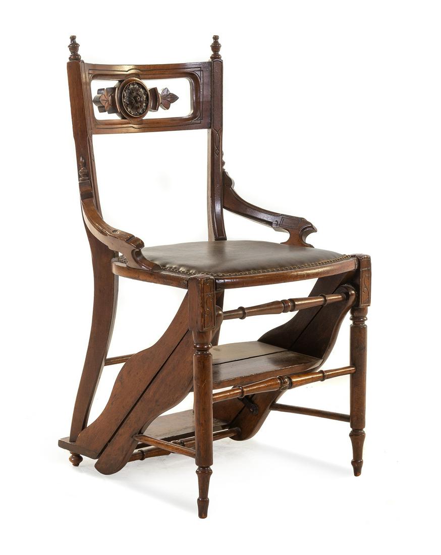 A Victorian Walnut Metamorphic Library Chair (1 of 2)