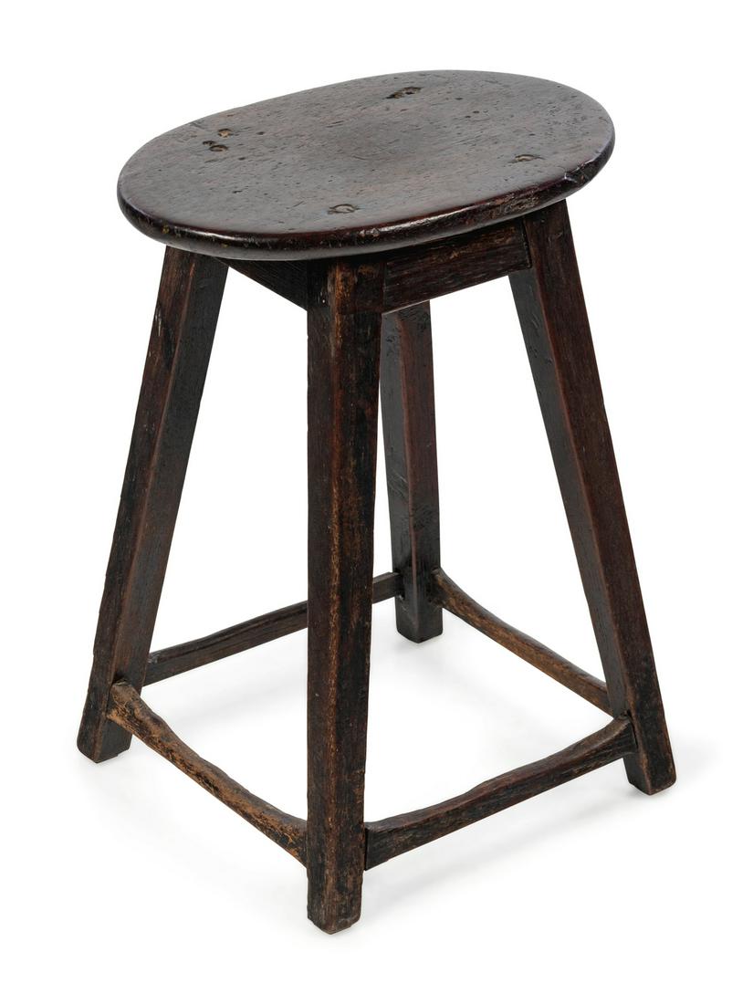 A Primitive Oak Stool Height 17 3/4 x width 13 1/8 x (1 of 1)