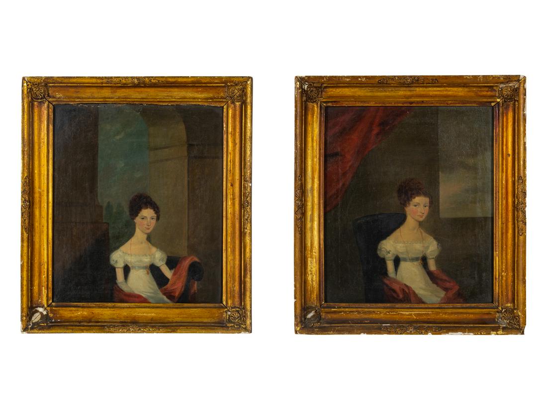 Artist Unknown (19th Century) Portraits (a pair of (1 of 3)