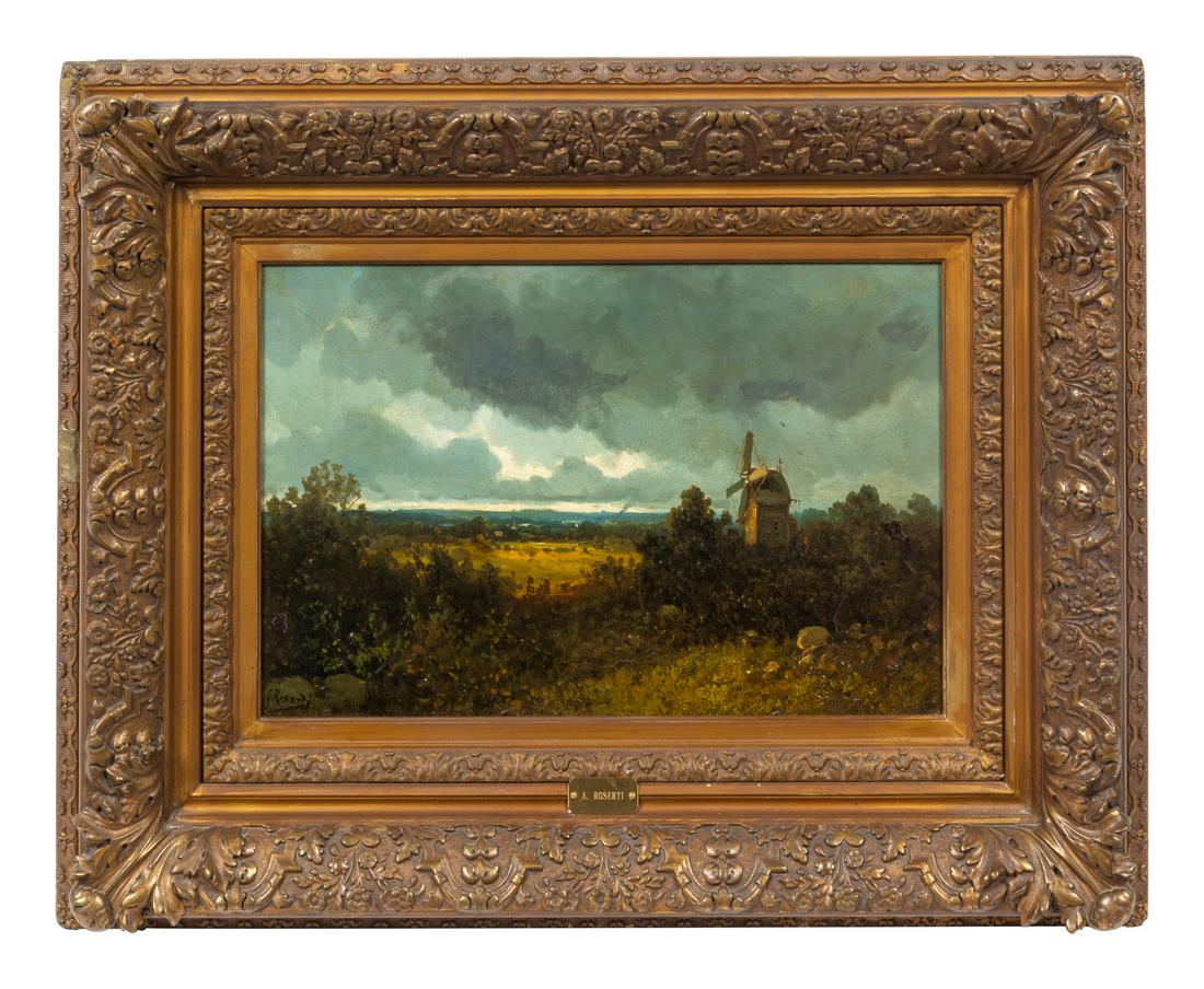 A. Roserti (19th Century) Landscape with Windmill: A. Roserti (19th Century) Landscape with Windmill oil on canvas Approximately 20 x 15 inches Provenance: Property from the Collection of Howard Kornacki & Sebastian Reyes, Evanston, Illinois