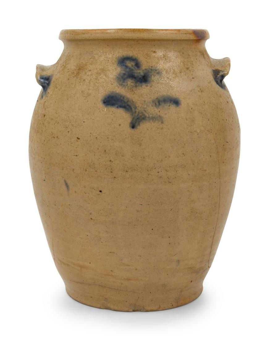 A Cobalt Decorated Stoneware Crock (1 of 2)