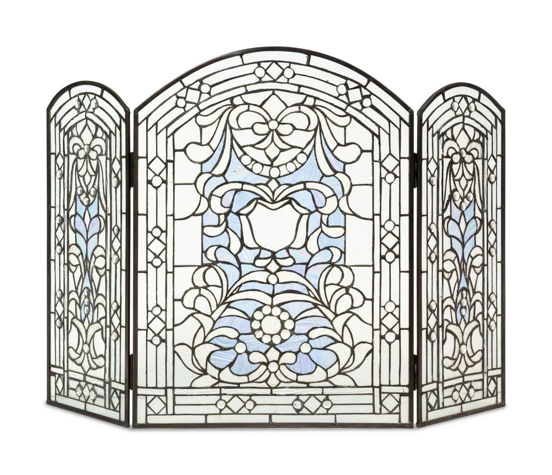 A Leaded and Jeweled Glass Fire Screen (1 of 1)