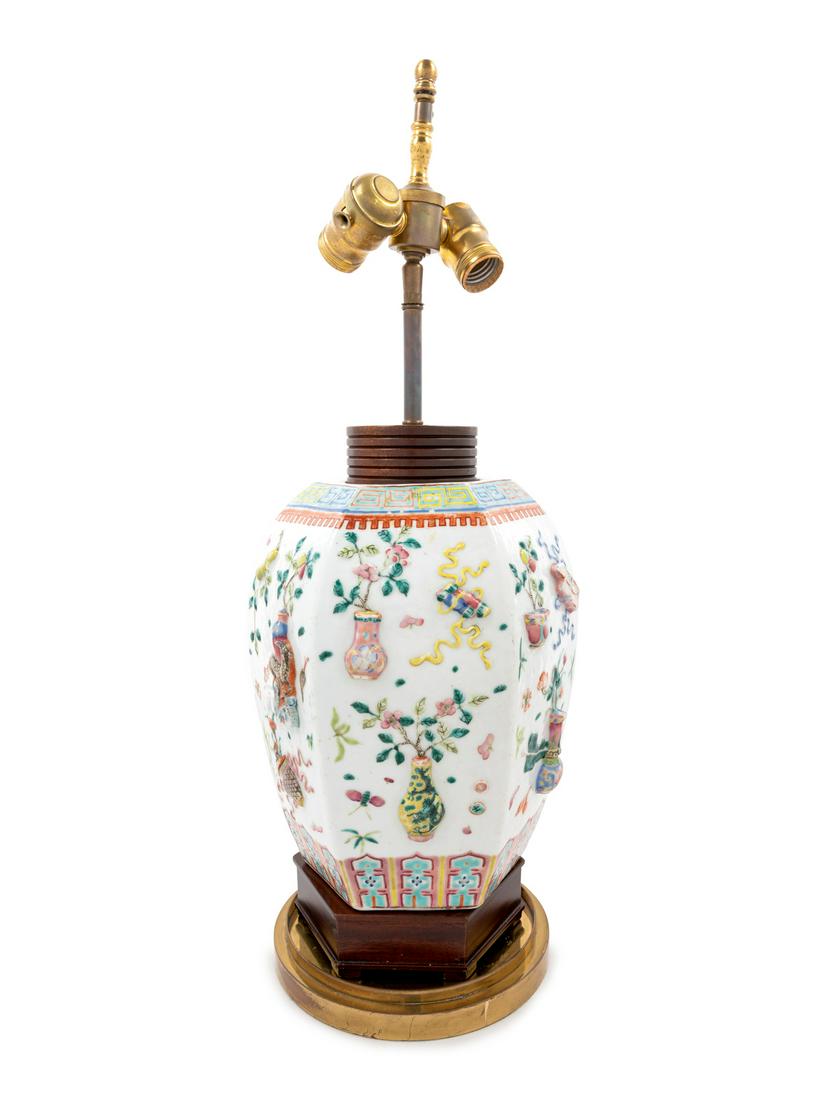 A Famille Rose Porcelain 'Hundred Antiques' Vase  (1 of 2)