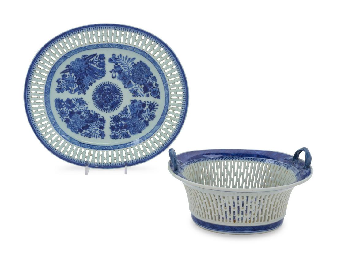 A Chinese Export Blue Fitzhugh Porcelain Square Bowl (1 of 1)