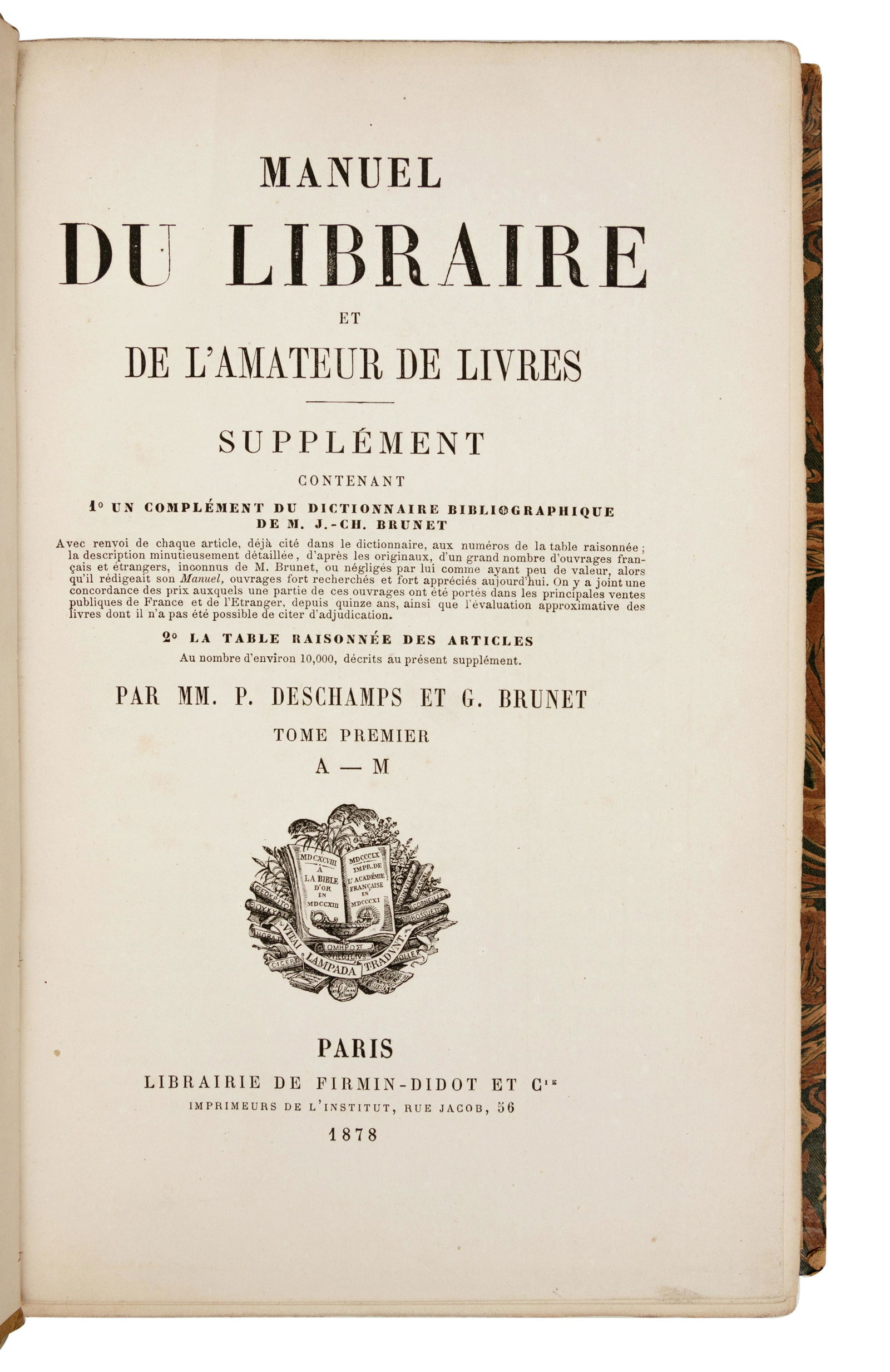[BOOKS ABOUT BOOKS] -- [BIBLIOGRAPHY]. BRUNET, Jacques (1 of 2)