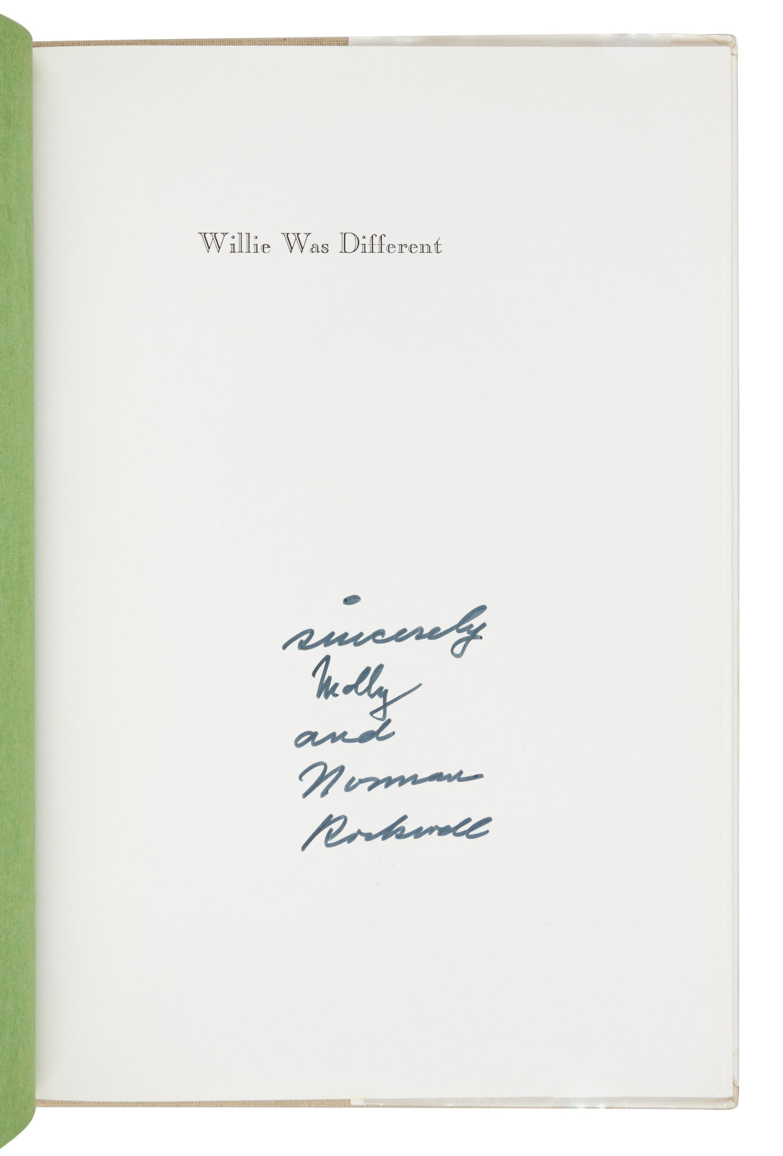 [CHILDREN'S BOOKS]. ROCKWELL, Molly (1896-1985) --: [CHILDREN'S BOOKS]. ROCKWELL, Molly (1896-1985) -- Norman ROCKWELL (1894-1978). Willie Was Different: The Tale of an Ugly Thrushling. New York: Funk & Wagnalls, 1969. 8vo. Illustrations after R