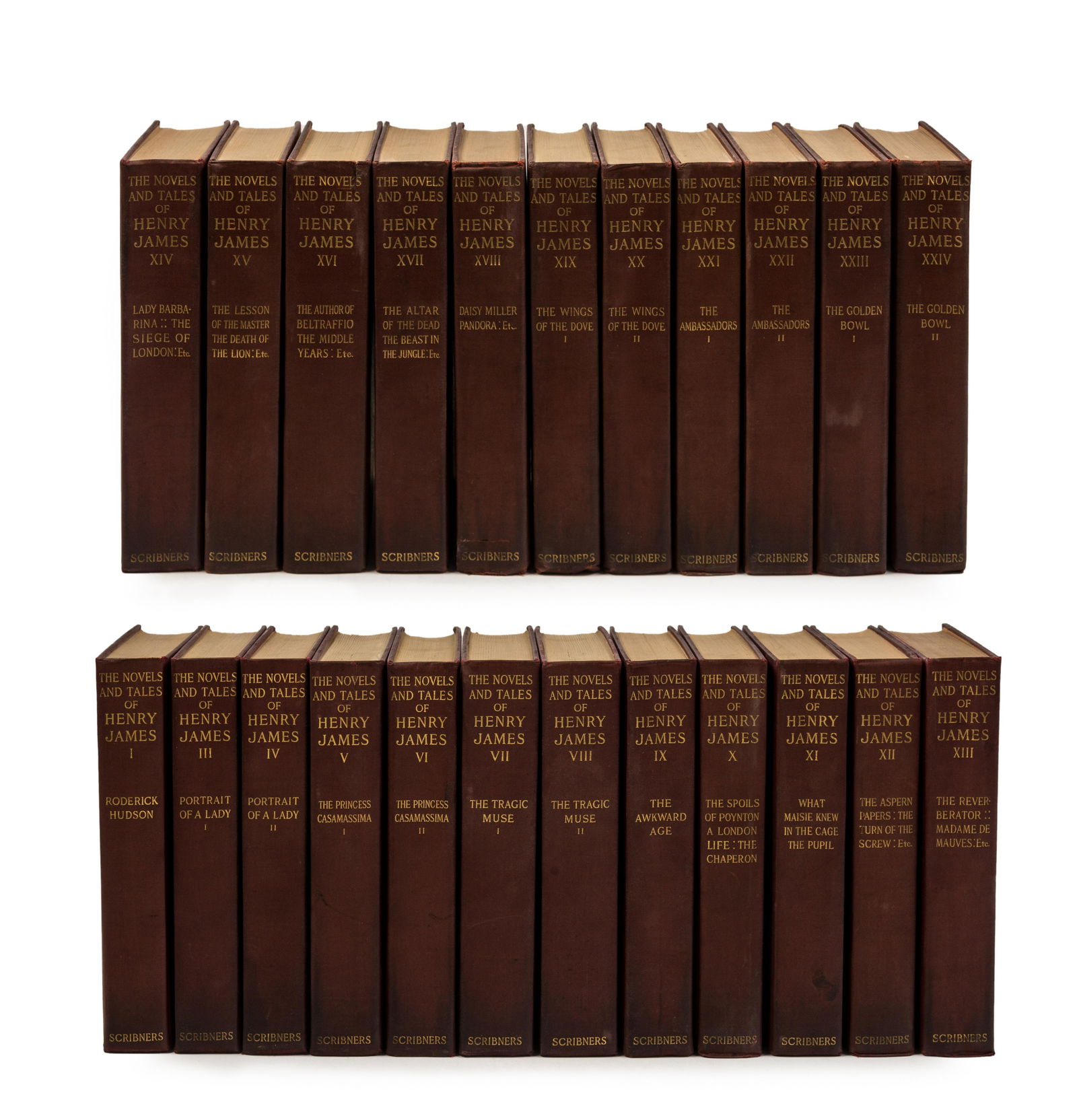 JAMES, Henry (1843-1916). The Novels and Tales of: JAMES, Henry (1843-1916). The Novels and Tales of Henry James. -The Letters of Henry James. New York: Charles Scribner's Sons: 1907-1920. Together, two works in 25 (of 26) volumes (lacking volum
