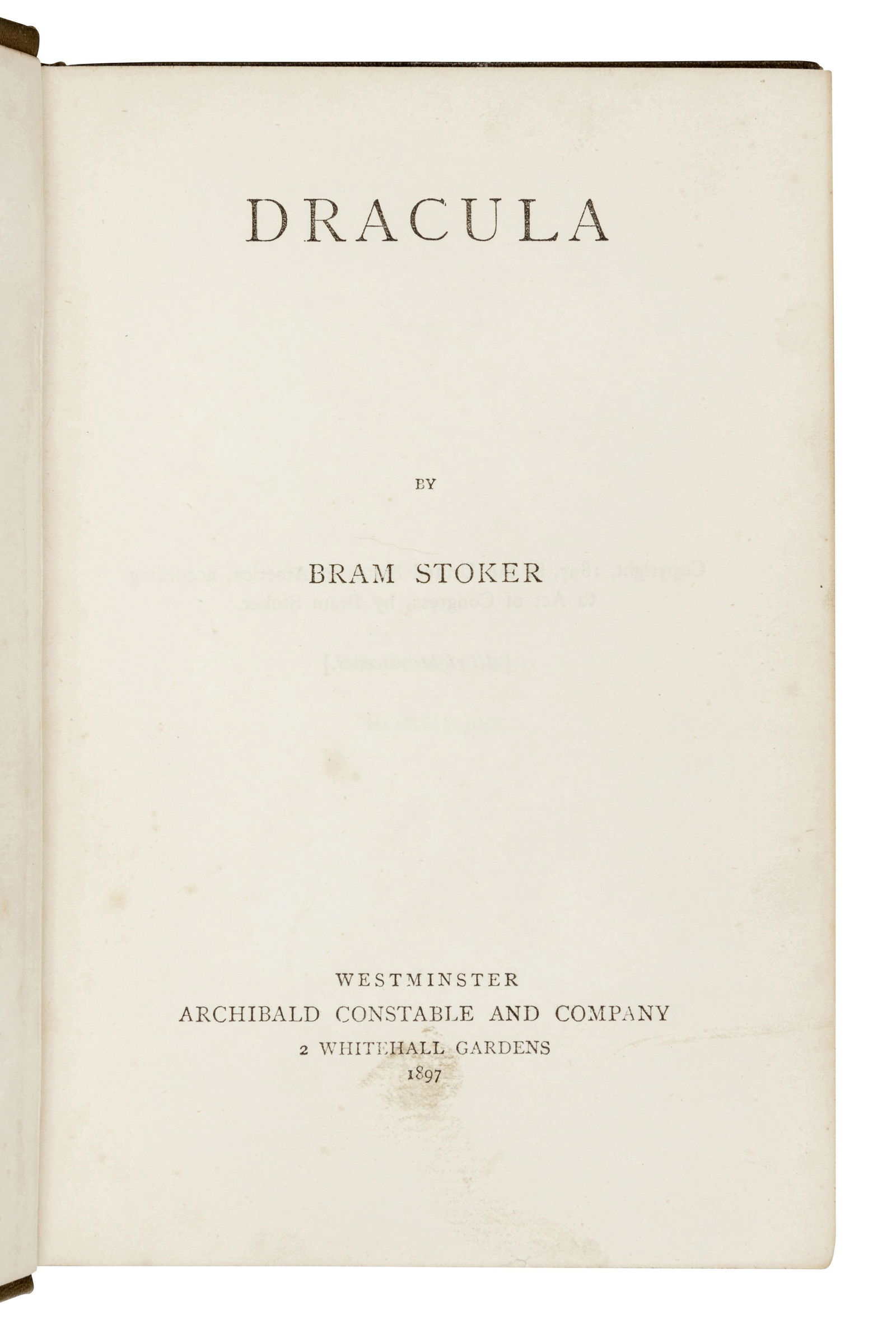 STOKER, Bram (1847-1912). Dracula. Westminster: (1 of 1)