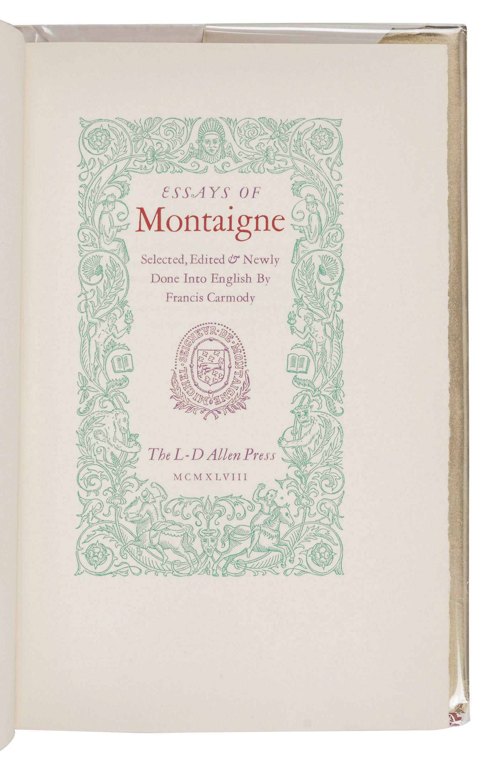 [ALLEN PRESS]. MONTAIGNE, Michel Eyquem de (1533-1592). (1 of 2)