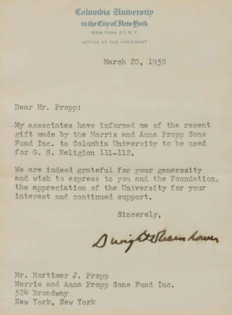 EISENHOWER, Dwight D., President (1890-1969). Typed (1 of 1)