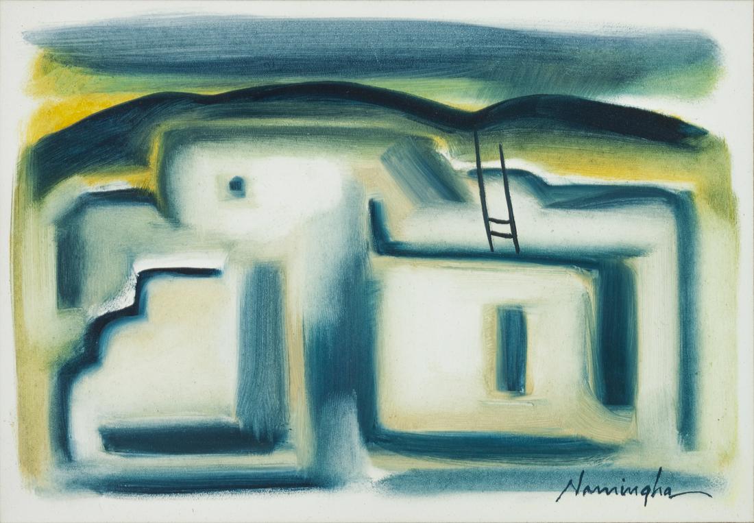 Dan Namingha (Hopi/Tewa, b. 1950) Desert Pueblo #1: Dan Namingha (Hopi/Tewa, b. 1950) Desert Pueblo #1, oil on board, signed Namingha (lower right) 5 3/4 x 7 inches Provenance: