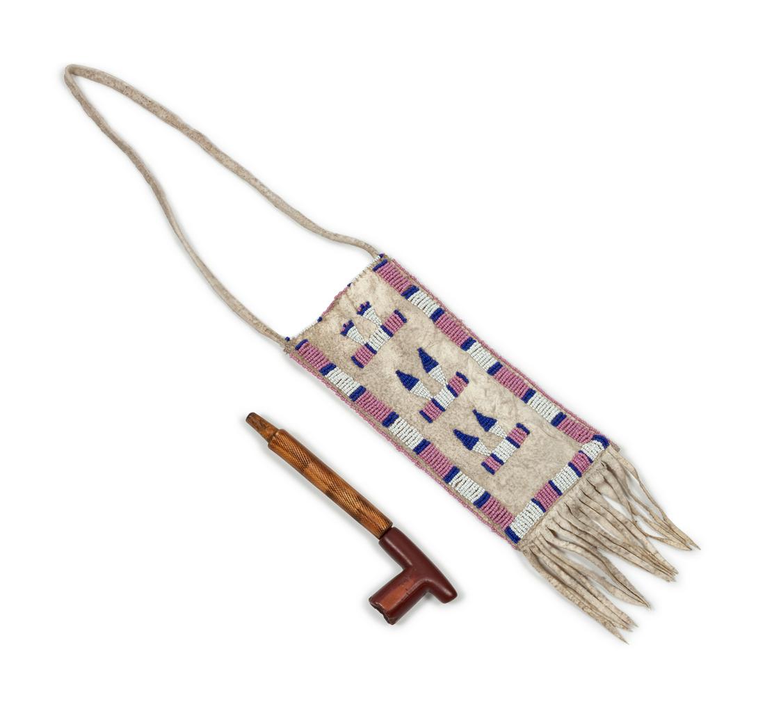 Northern Plains Beaded Hide Bag, with Pipe overall (1 of 1)