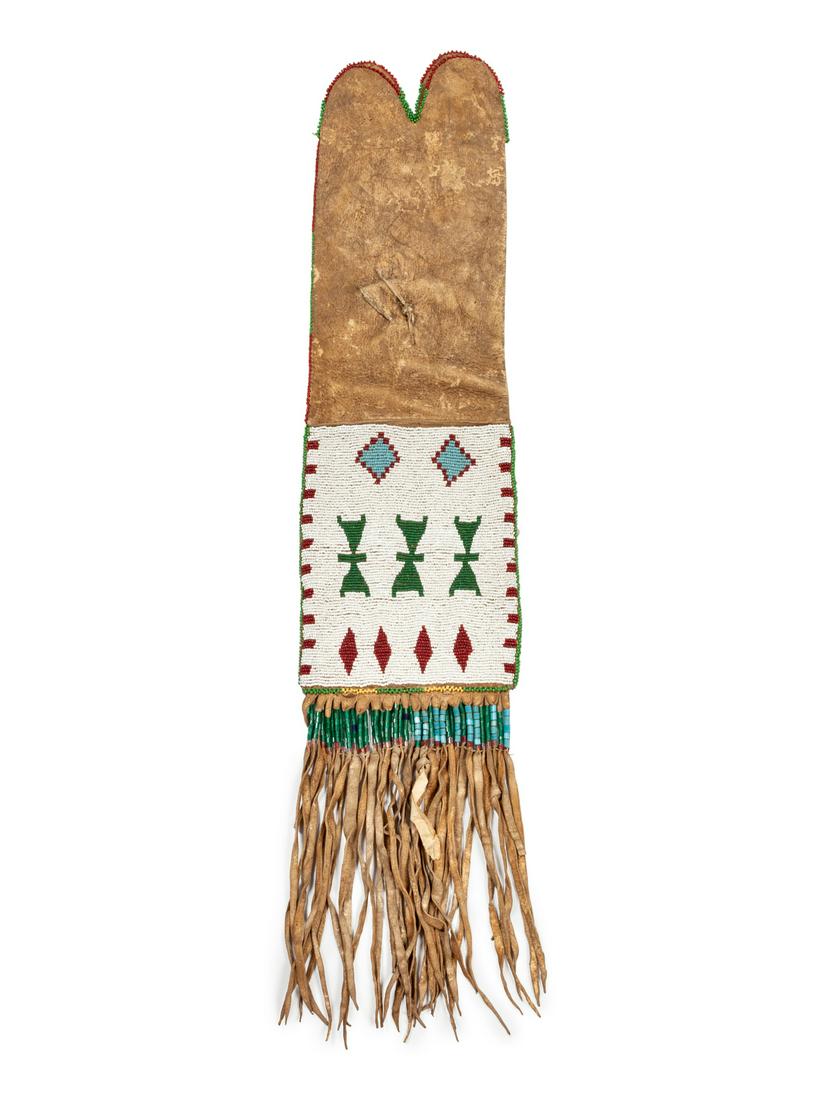Blackfeet Beaded Hide Tobacco Bag 30 x 6 1/2 inches (1 of 2)