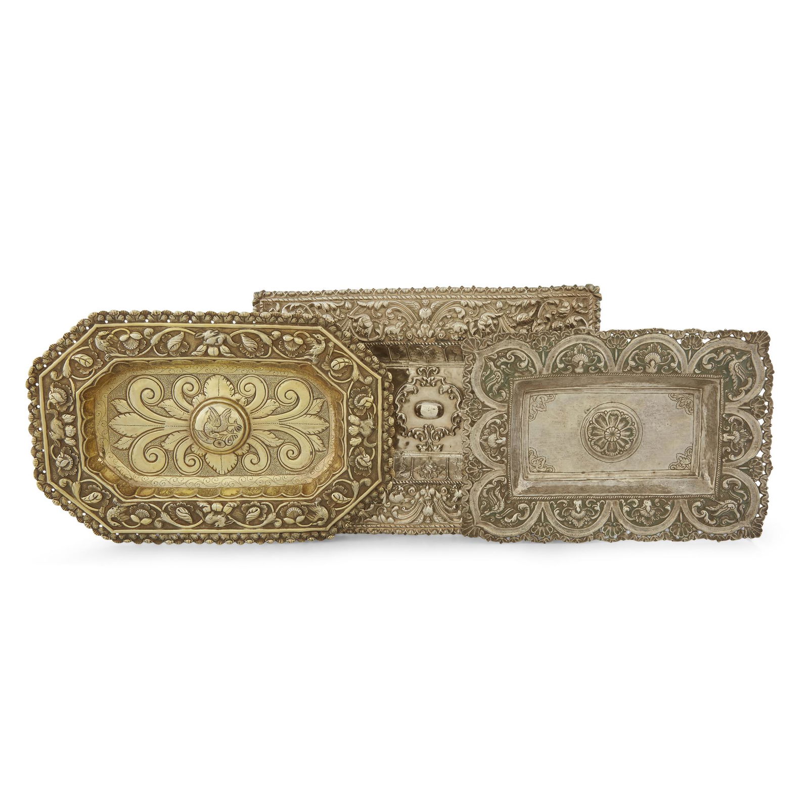 Three Spanish Colonial silver repoussé rectangular (1 of 4)