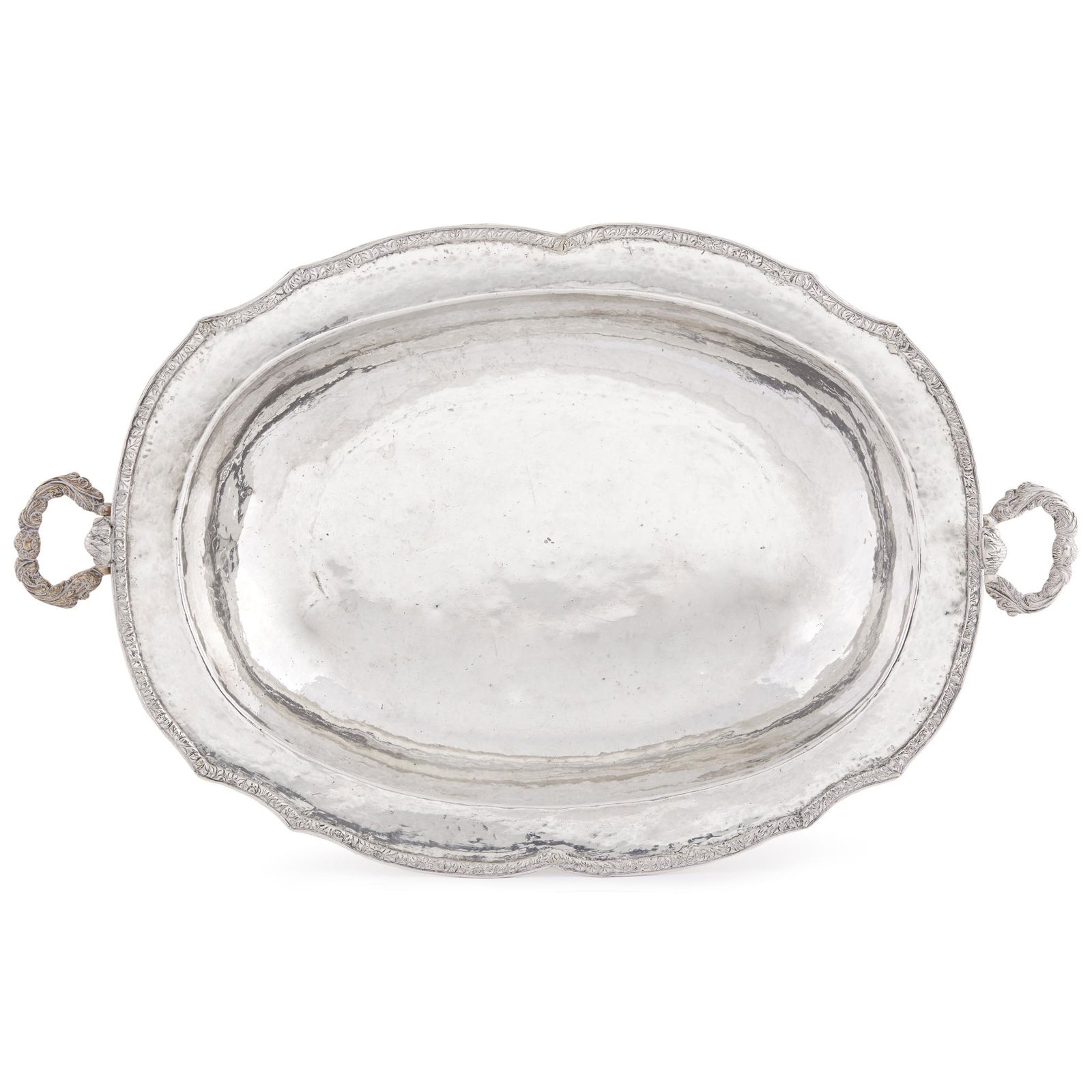 Spanish Colonial silver oblong serving dish, South (1 of 2)