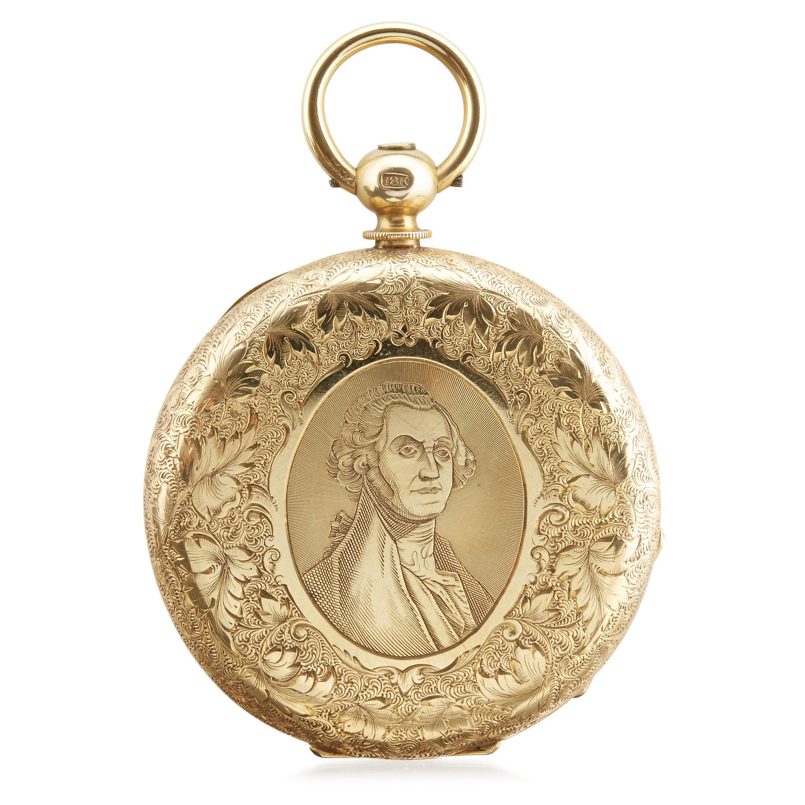 18 karat gold hunting case pocket watch  , M. J. (1 of 4)