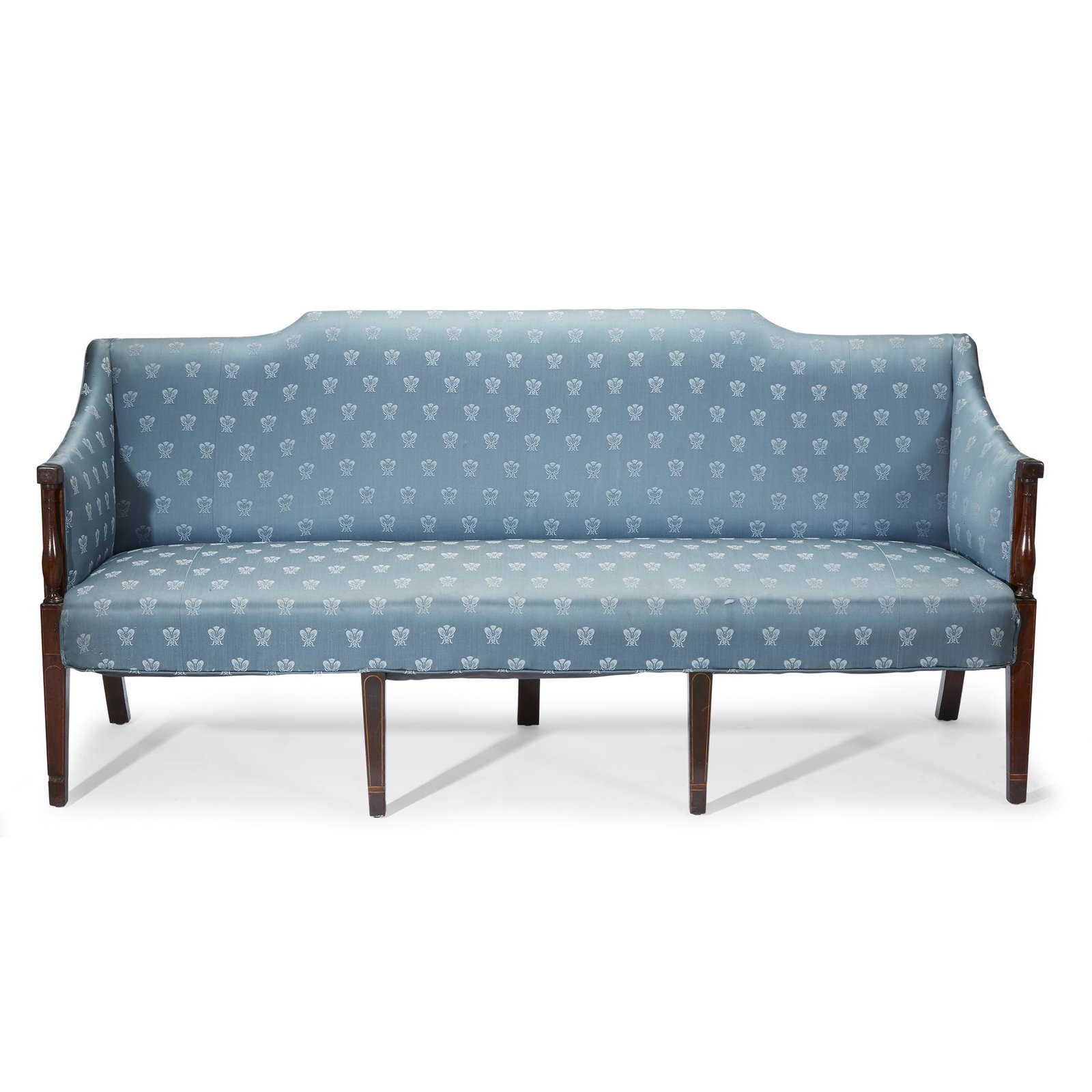Federal inlaid mahogany sofa, School of Daniel Trotter: Federal inlaid mahogany sofa School of Daniel Trotter (1747-1800), Philadelphia, PA, circa 1790 H: 37 in. W: 27 in. L: 77 in.