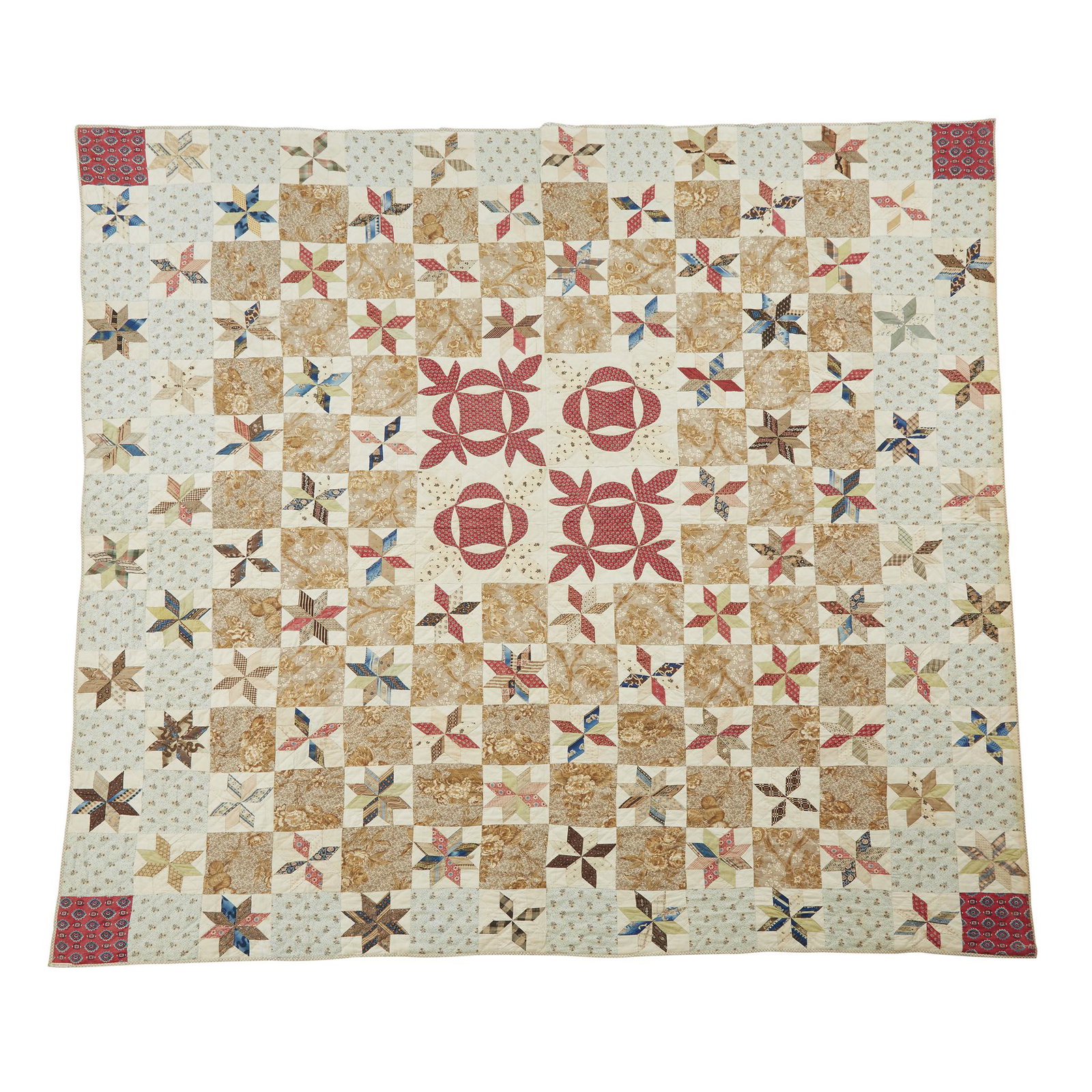 Pieced and appliqued cotton quilt, Made by Elizabeth (1 of 1)