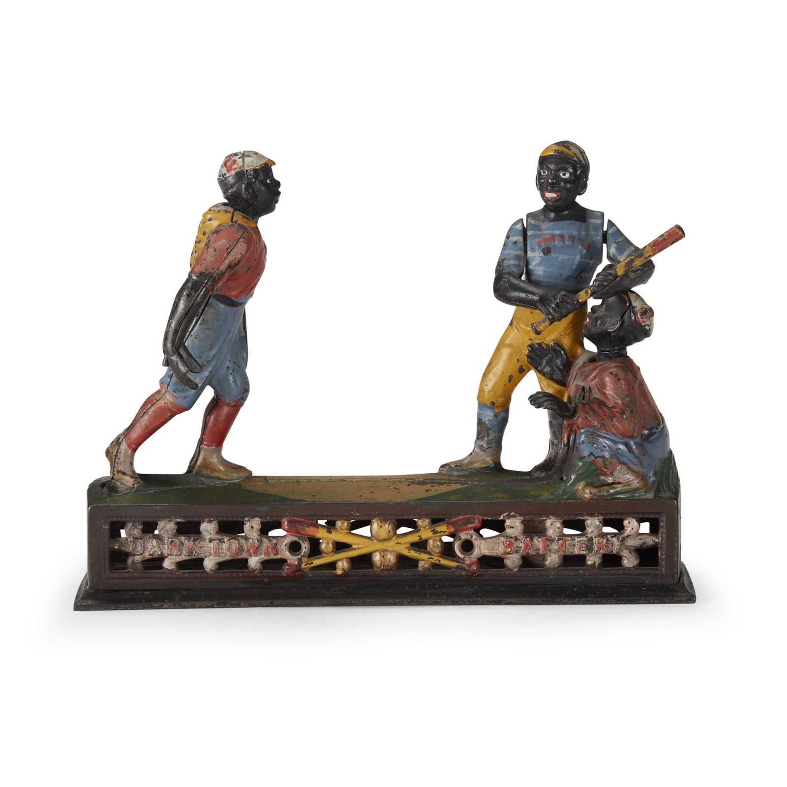 Painted cast iron “Darktown Battery” mechanical bank, (1 of 1)