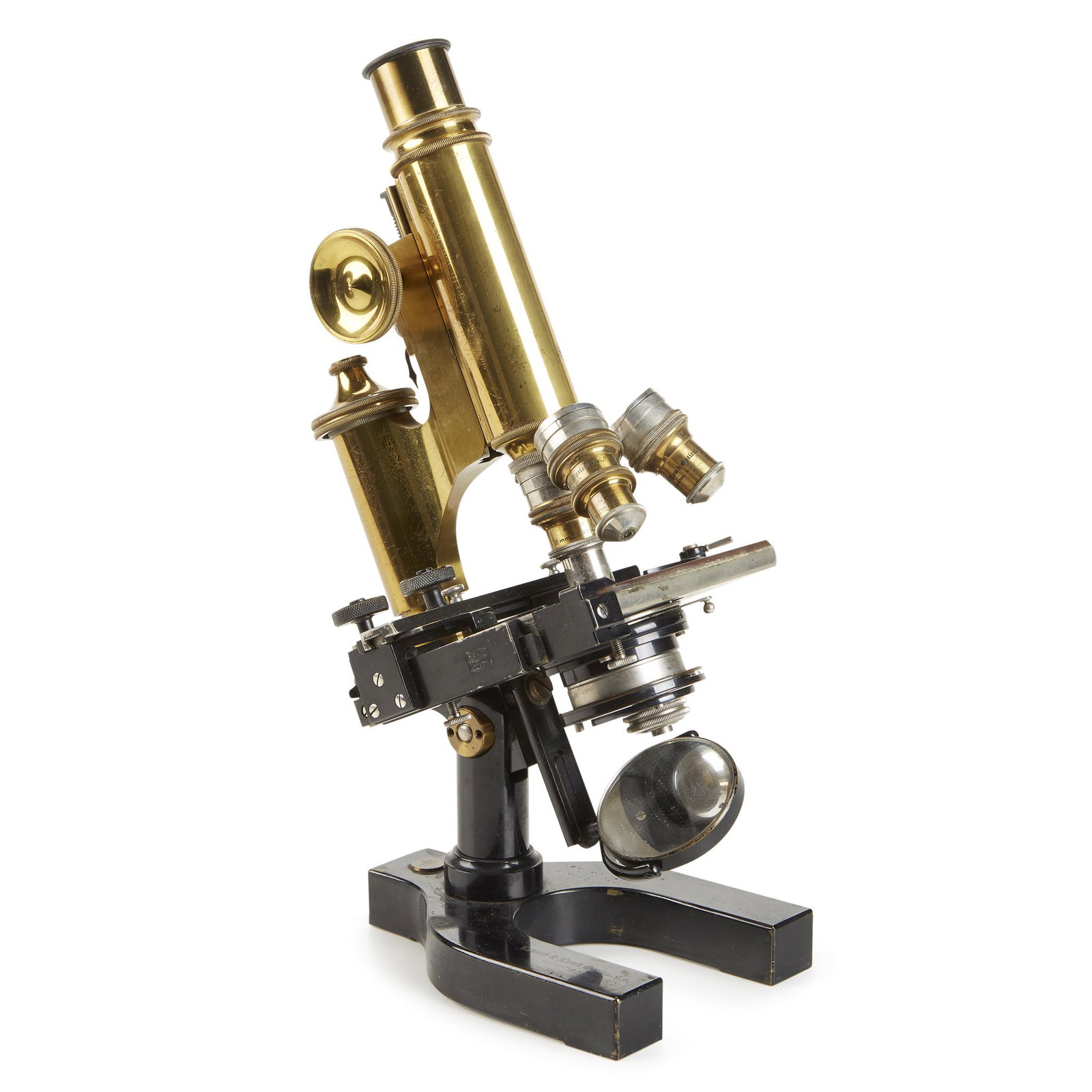 Brass compound monocular microscope, Bausch & Lomb (1 of 2)