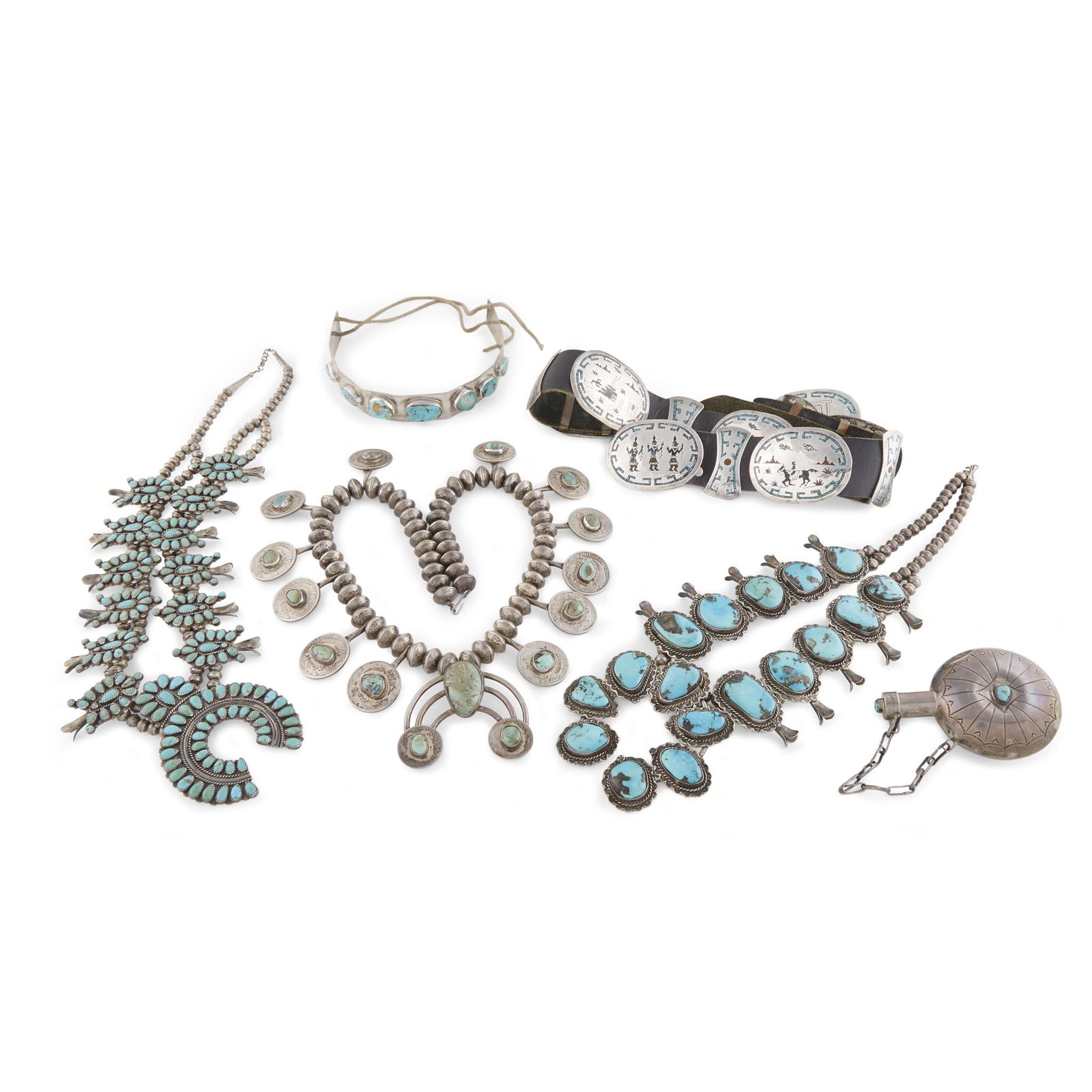 Group of six Native American silver and turquoise (1 of 1)