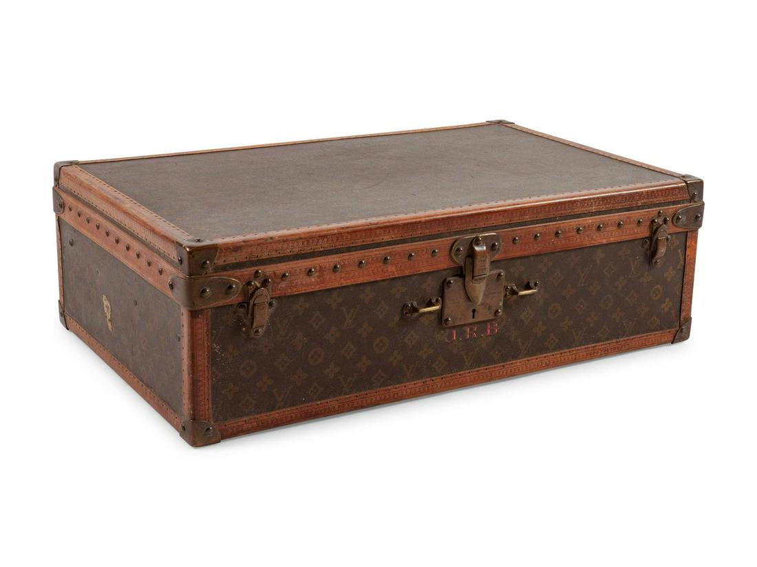Vintage Brown Louis Vuitton Suitcase height 8 1/2 x (1 of 3)