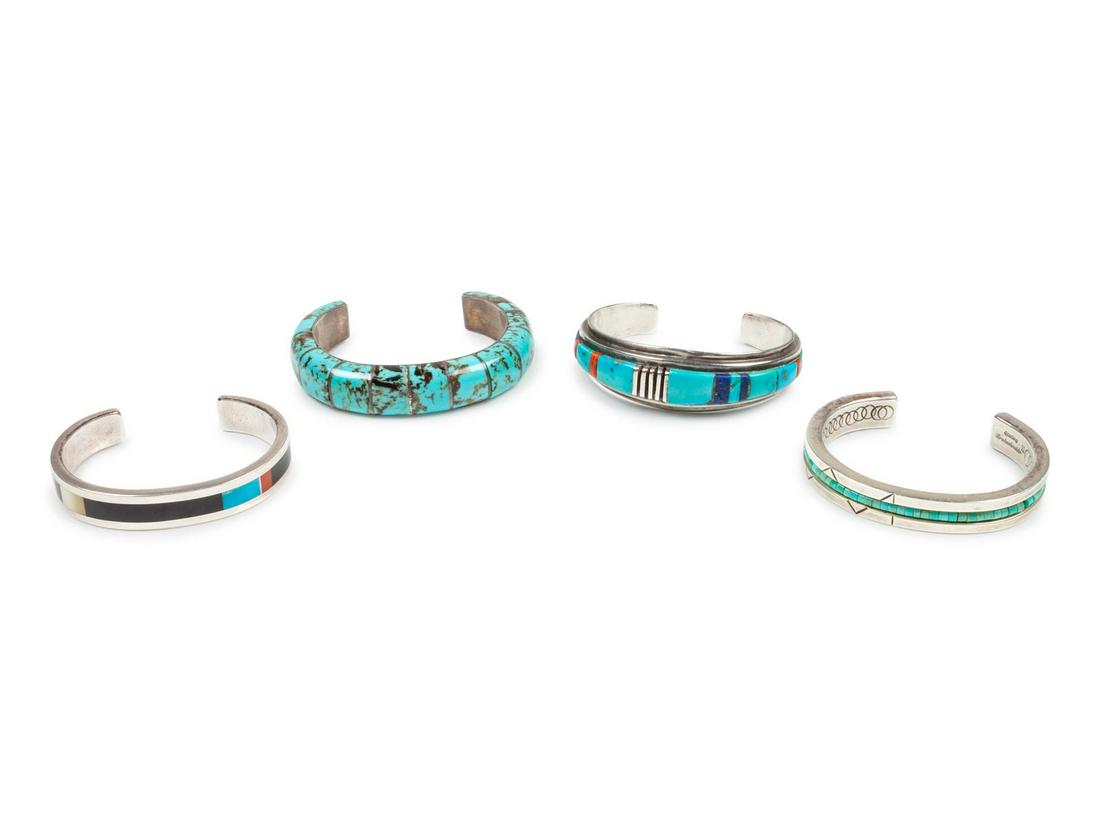 Group of Four Native American Sterling Silver and Stone (1 of 1)