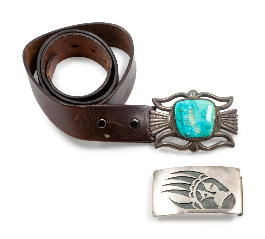 Two Native American Belt Buckles largest buckle length (1 of 1)