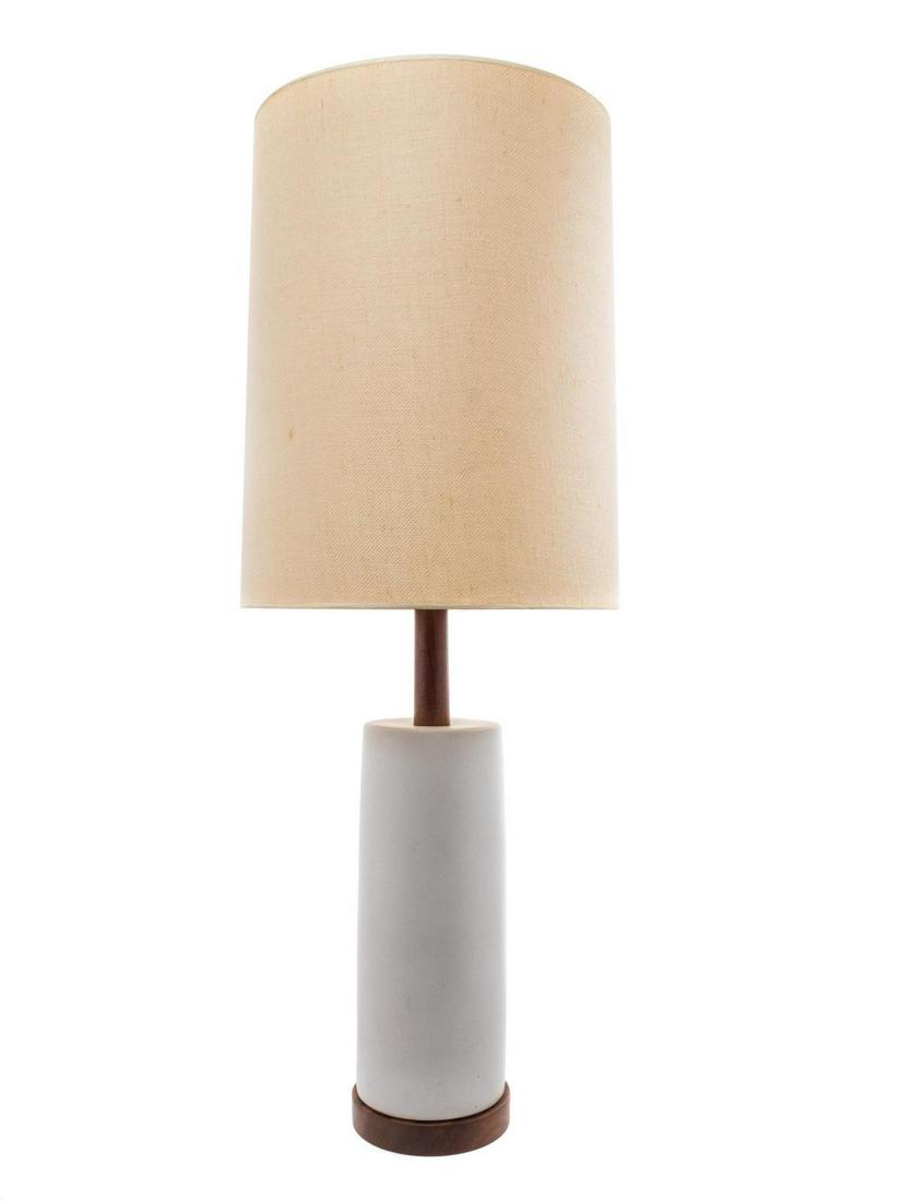 Grodon and Jane Martz Large Table Lamp Marshall: Grodon and Jane Martz (American, 1924-2015 | American, 1929-2007) Large Table Lamp Marshall Studios, USA glazed stoneware, walnut, linen signed Martz H 36 inches