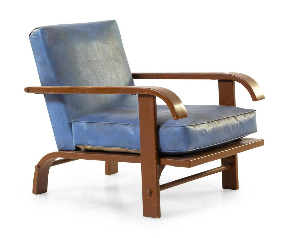 Russel Wright Lounge Chair Conant-Ball, USA: Russel Wright (American, 1904-1976) Lounge Chair Conant-Ball, USA lacquered bentwood, upholstery H 28 x W 18 ½ x D 19 inches