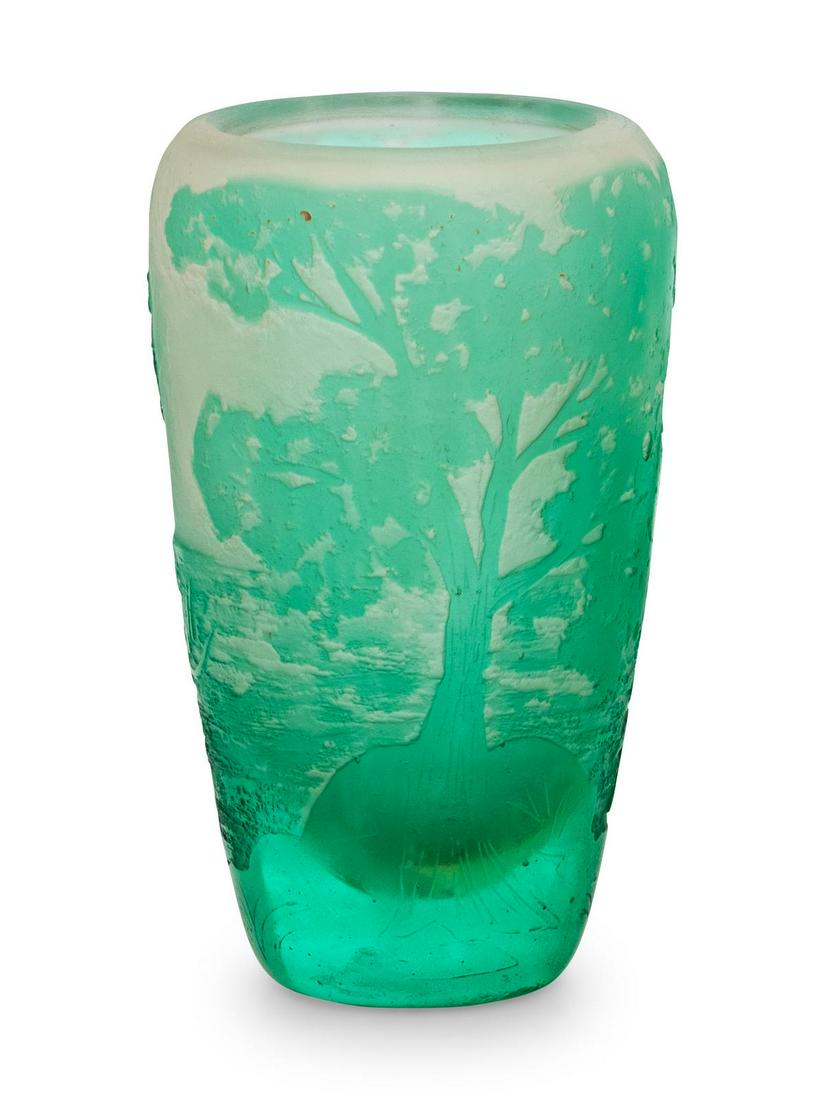 Emile Galle (French, 1846-1904) A Small Green Cameo (1 of 1)