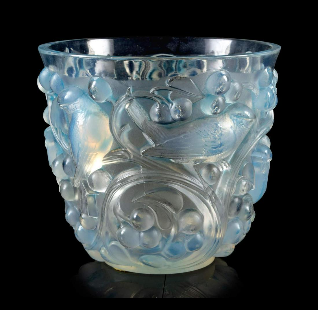 Rene Lalique (French, 1860-1945) Avallon Pattern Vase (1 of 2)
