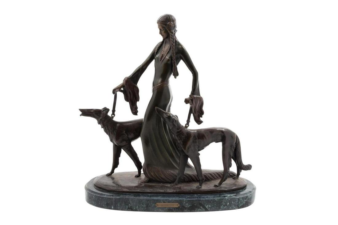 Otto Poertzel (German, 1876-1963) Lady with Two Hounds  (1 of 1)