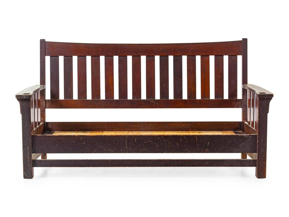 Arts and Crafts American, Early 20th Century Settle (1 of 1)