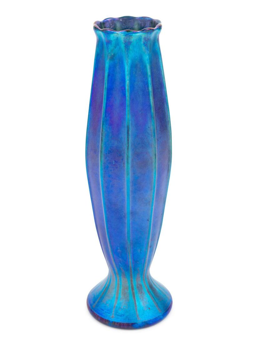 Tiffany Studios American, 20th Century Footed Vase: Tiffany Studios American, 20th Century Footed Vase Favrile glass etched manufacturer's marks to underside