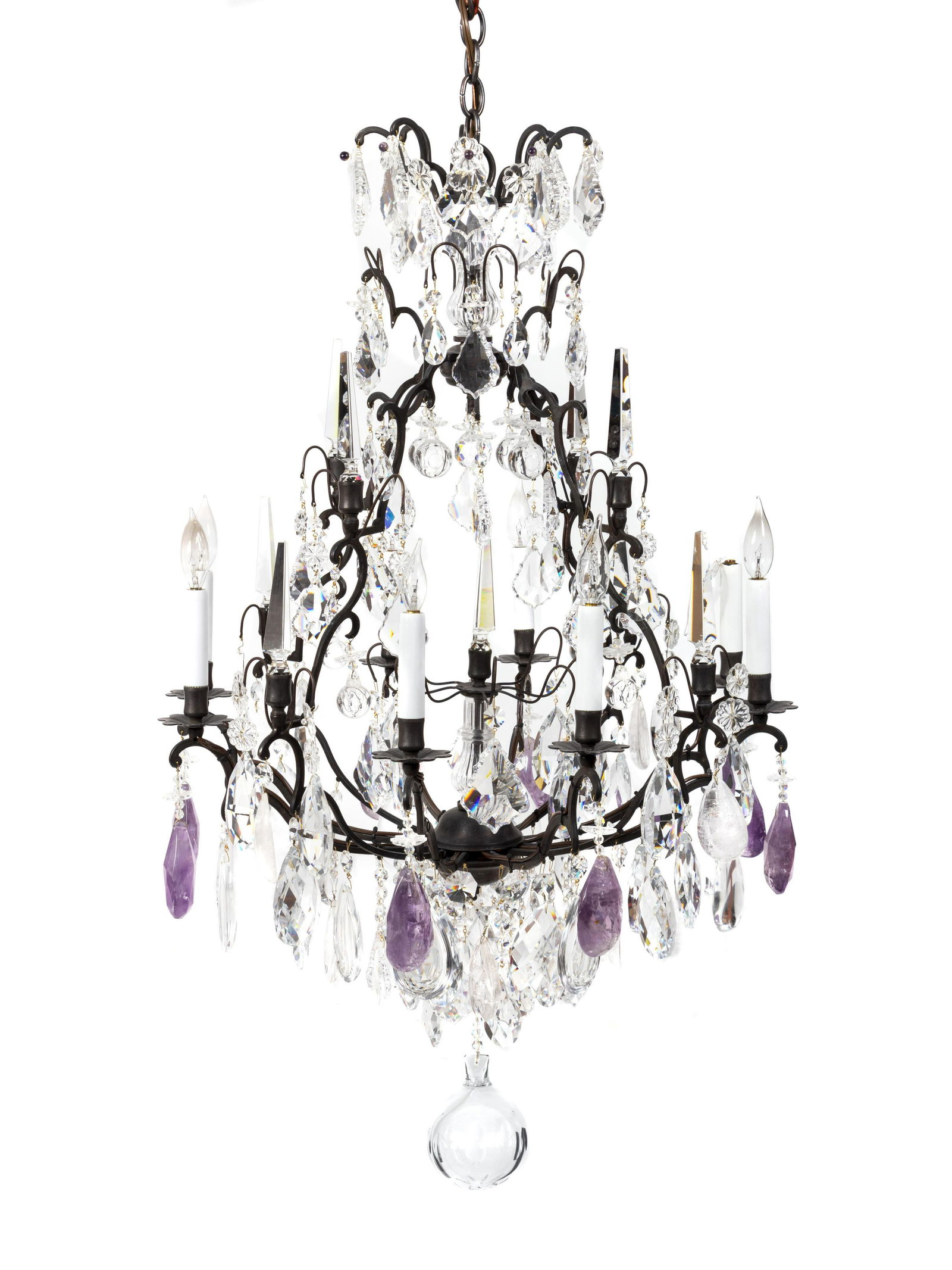 A Louis XV Style Bronze and Crystal Eight-Light (1 of 1)