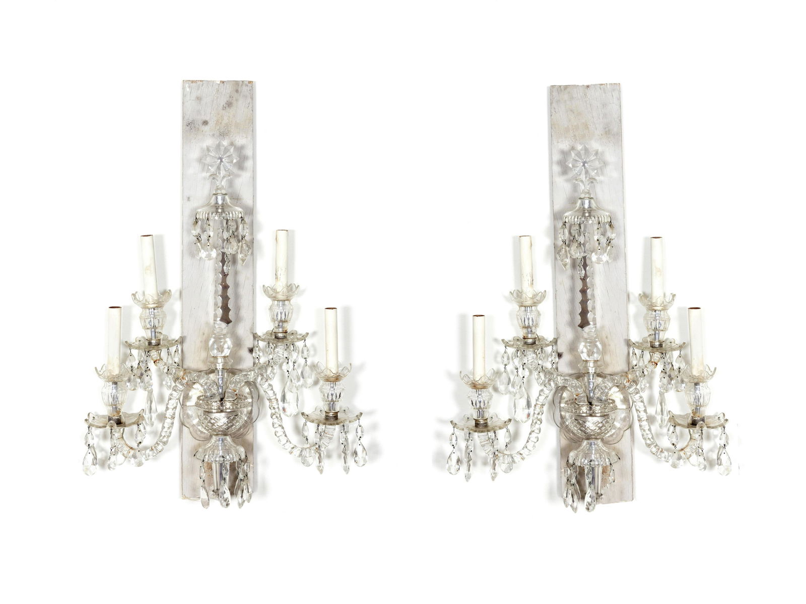 A Pair of Cut Crystal Four-Light Wall Sconces Height 26 (1 of 1)