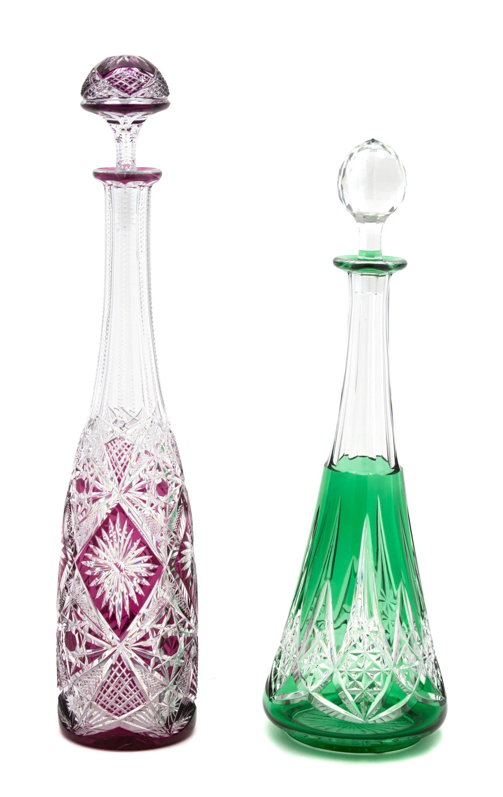 Two Baccarat Color Cut-to-Clear Crystal Decanters  (1 of 1)