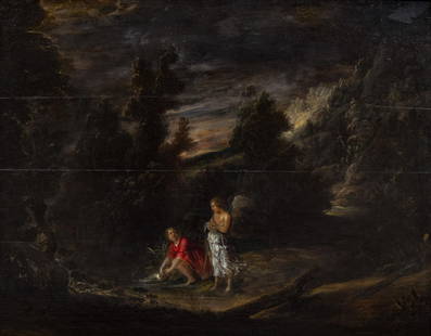 Adam Elsheimer (Italian/German, 1578-1620) Untitled: Adam Elsheimer (Italian/German, 1578-1620) Untitled oil on panel 20 x 15 1/2 inches. Provenance: