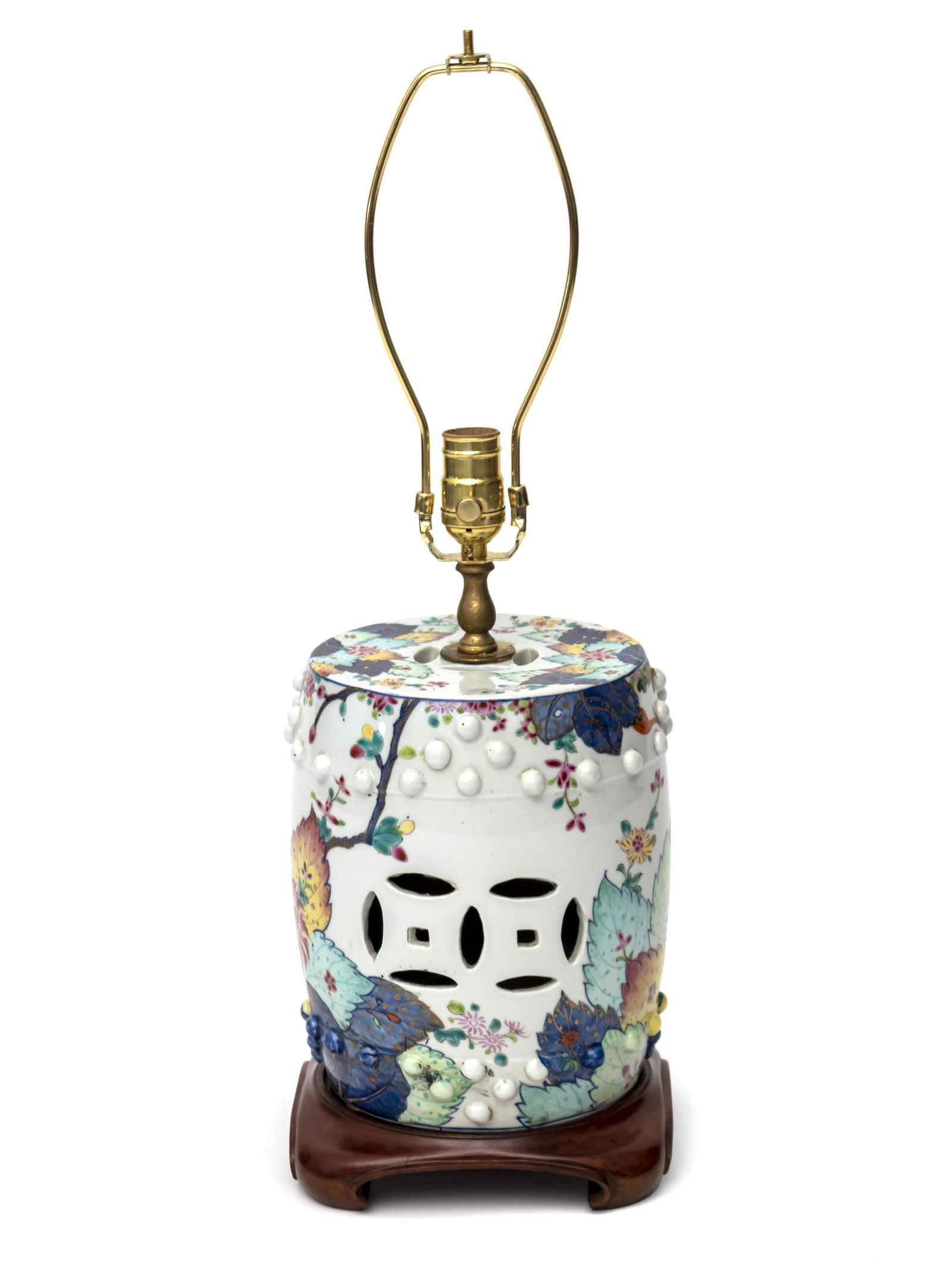 A Chinese Tobacco Leaf Design Barrel-Form Table Lamp (1 of 1)