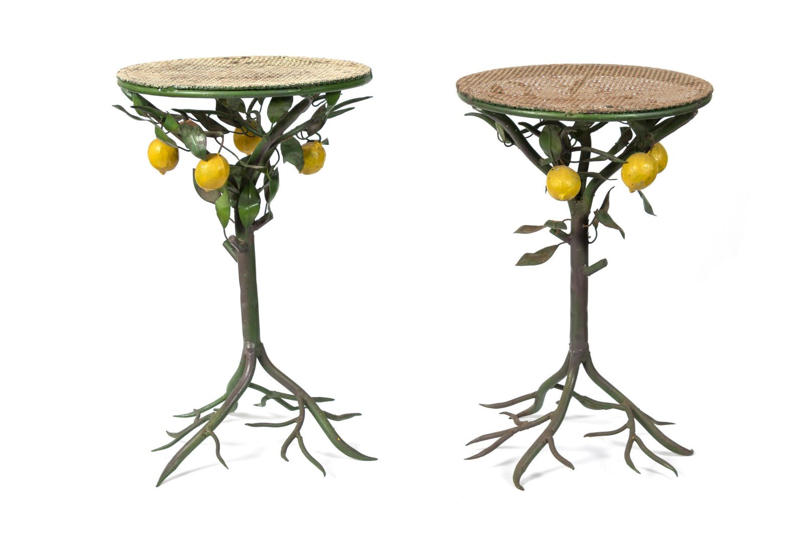 A Pair of Whimsical Painted Metal Lemon Tree (1 of 1)