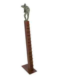 Aurora Canero (Spanish, b. 1940) Escalera Hombre III: Aurora Canero (Spanish, b. 1940) Escalera Hombre III bronze with blue patina Height: 66 inches. Provenance: Property from the Estate of Thomas L. Harris, Highland Park, Illinois