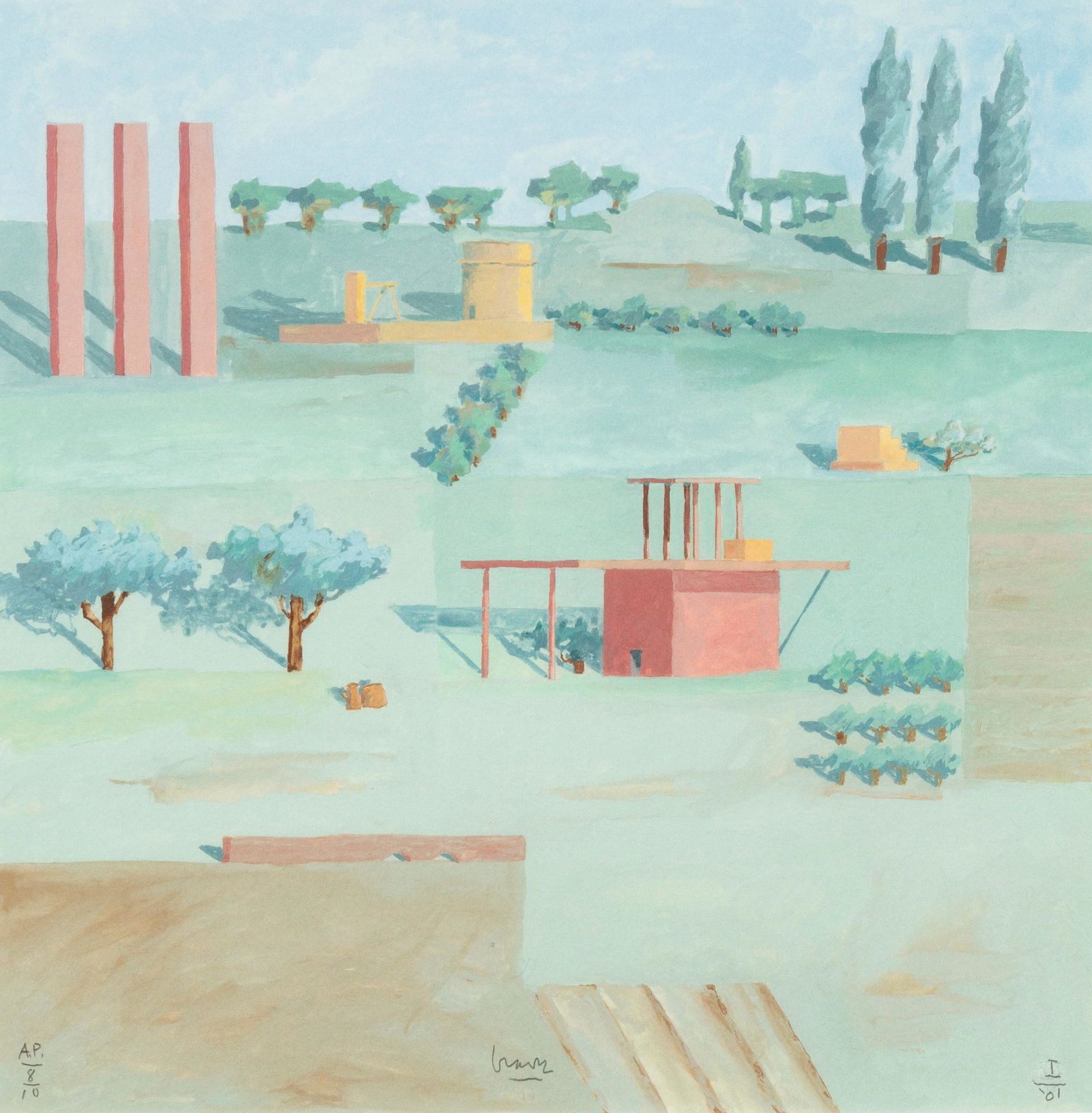 Michael Graves (American, 1934-2015) Archaic Landscape, (1 of 2)